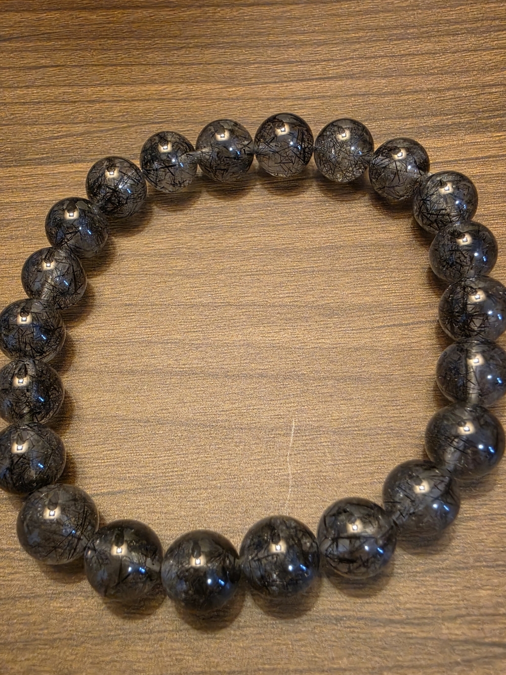 Black Rutilated Quartz Beaded Stretch Bracelet - Women Jewelry
